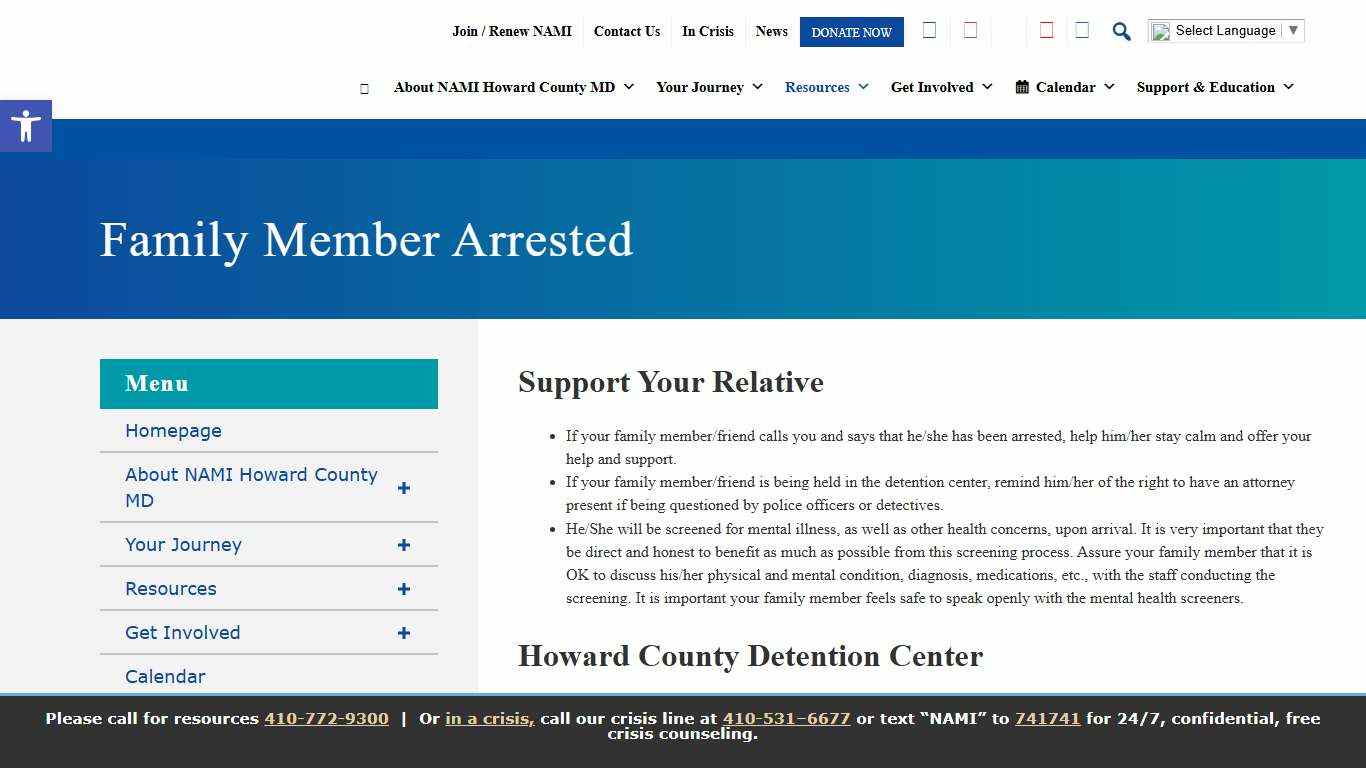 Family Member Arrested - NAMI Howard County MD